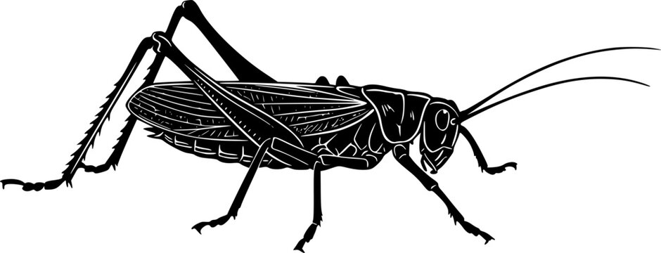 katydid silhouette line art vector illustration with a white background
