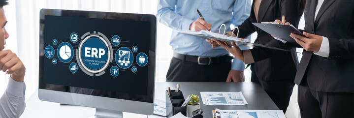Business intelligence and data analysis concept. Analyst team working on financial data analysis...