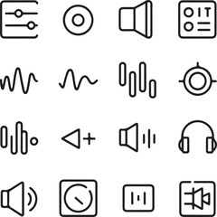 Audio Controls and Sound Interface Icon Set &ndash; Clean Line Editable Vector Collection