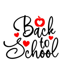Back To School typography clip art design on plain white transparent isolated background for card, shirt, hoodie, sweatshirt, apparel, tag, mug, icon, poster or badge