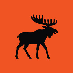  minimal Moose vector silhouette illustration	 in black and white 