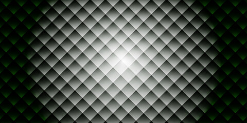 Abstract geometric, seamless diamond-pattern background with a metallic gradient effect with a central light source that radiates outward. Depth and shadow, suitable for tech, futuristic, or digital d