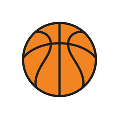 Orange and Black Basketball Icon Isolated on White Background &ndash; Vector Sports Symbol

