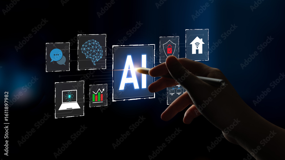Poster ai integration is transforming digital ecosystem. ai integration enhances smart systems, ai integrat