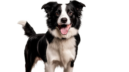 Playful border collie with joyful expression on transparent background