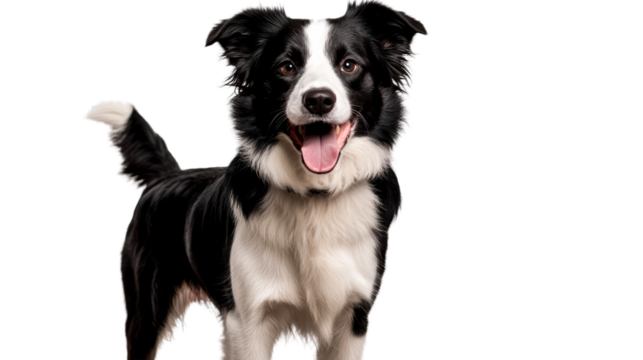 Playful border collie with joyful expression on transparent background - Powered by Adobe