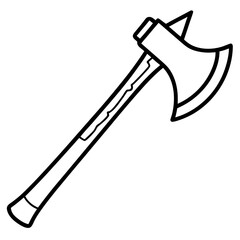 Black and white silhouette of an axe isolated on white background