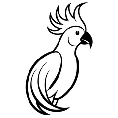 Stylized black and white cockatoo bird silhouette isolated on white background