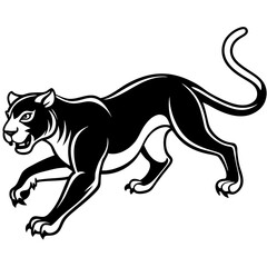 Fototapeta premium Panther silhouette in action isolated on white background