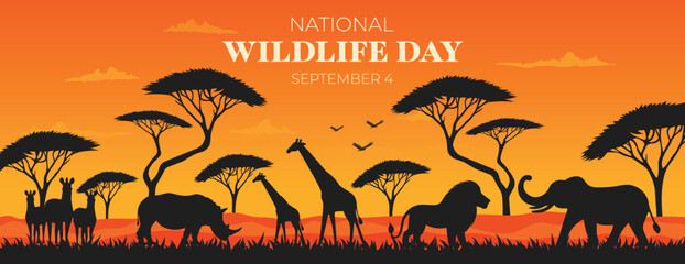 National Wildlife Day Banner Vector Illustration.
