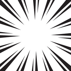 Manga comic explosion, motion or movement effect, vector background. Manga anime cartoon radial speed lines and abstract pattern for comic book burst, flash ray or explode bang action