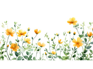 A field of wildflowers in soft orange and muted greens.