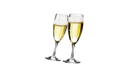 Celebration glasses with sparkling beverage on transparent background
