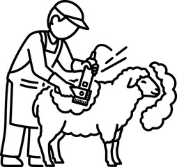 Shepherd Shearing Sheep Icon