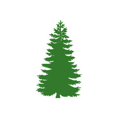 Vibrant green evergreen tree silhouette, perfect for nature-themed designs, logos, and holiday projects, clean and modern.