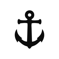 Classic black anchor symbol representing seafaring, nautical themes, travel, adventure, stability, and safety with bold design