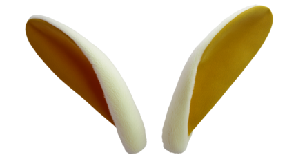 Cute yellow and white bunny ears with a transparent background