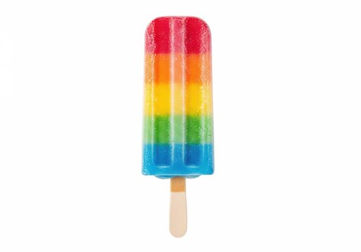 A colorful rainbow popsicle isolated on white background