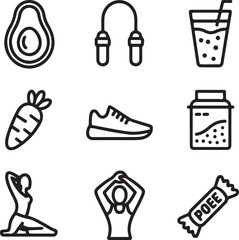 Wellness & Nutrition Line Icons – Minimal Vector Pack for Clean Living