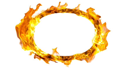 Fire ring with vibrant flames on transparent background