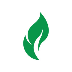 Abstract leaf flame symbol representing green energy in clean minimalist vector design