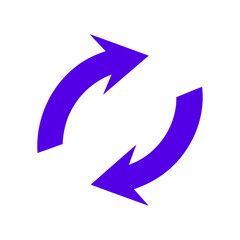 Curved arrows for data transfer shown in modern minimalist clean vector communication icon