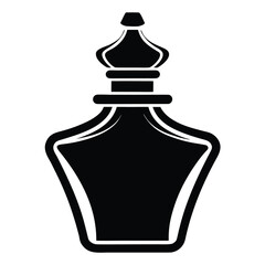 Elegant perfume bottle silhouette with subtle floral accents isolated on white background