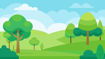 Fototapeta premium Charming and simplified nature landscape designed for playful scenes