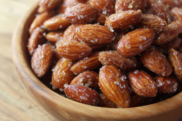 Caramelized almonds. Caramelized nuts. Sweet snack