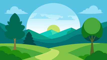 landscape with mountains and trees