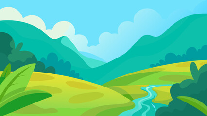 Obraz premium landscape with mountains and blue sky