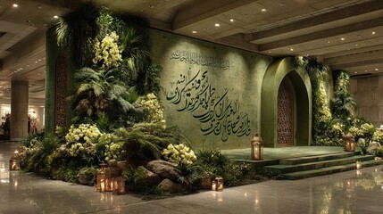 77th national anniversary celebration with Urdu calligraphy, green theme