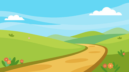 Obraz premium summer landscape with green grass and blue sky