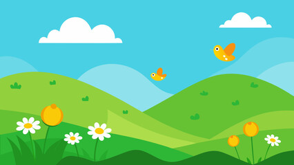 Obraz premium summer landscape with flowers