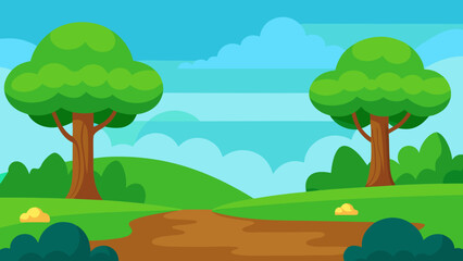 Obraz premium landscape with trees and clouds