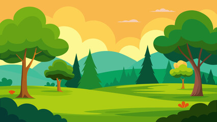 Obraz premium landscape with trees and hills