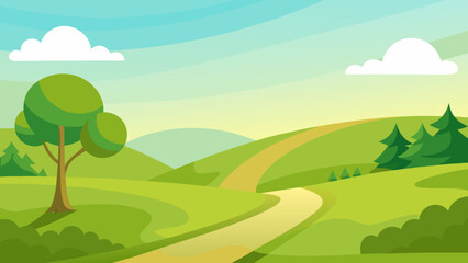 Fototapeta premium landscape with trees and hills