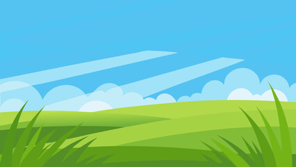 Obraz premium summer landscape with grass and blue sky