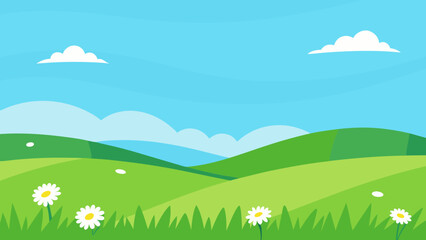 Fototapeta premium summer landscape with grass and flowers