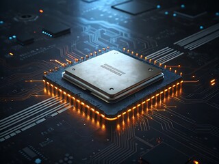 Macro shot of a central processing unit on a circuit board