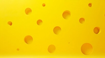 Close up of bright yellow swiss cheese with holes of varying sizes scattered
