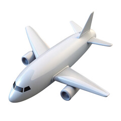 3d white airplane isolated on transparent background