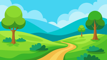 Obraz premium landscape with trees and clouds