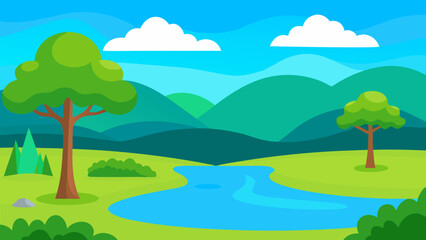 Obraz premium landscape with trees and clouds