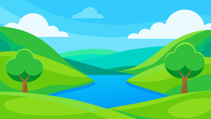 Obraz premium landscape with trees and mountains
