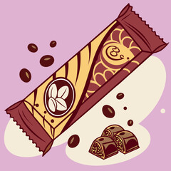 Vector Illustration of Airy Candy in Waffle-Like Shape on Soft Pastel Background