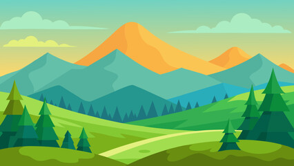 landscape with mountains and forest