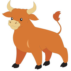 vector illustration of cartoon bull