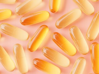 Translucent Orange and Yellow Gel Capsules Scattered