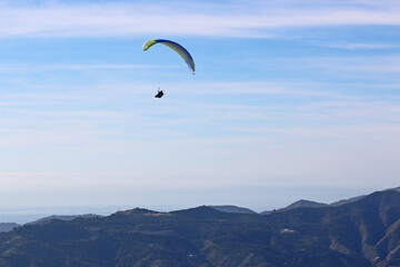 Paragliders flying from Itrabo, Spain